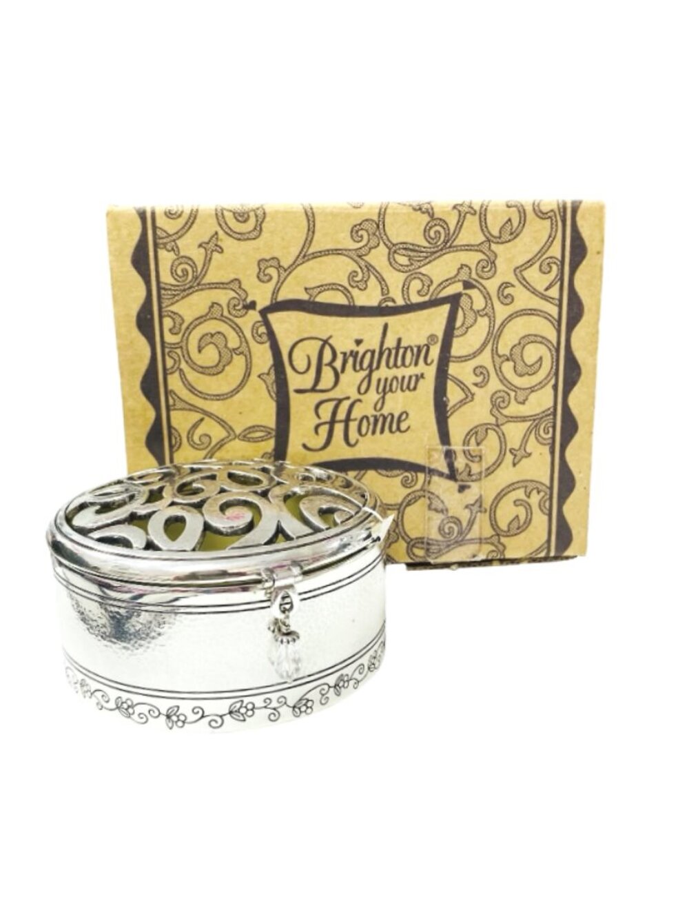 #Brighton #TrinketBox #JewelryOrganizer #VanityDecor #SilverTrinketBox #Coquette